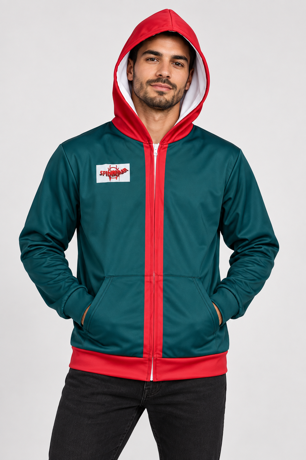 Miles Morales Inspired Green & Red Hooded Jacket